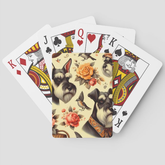Jeu De Cartes Illustration Retro Cute Schnauzer (dos)