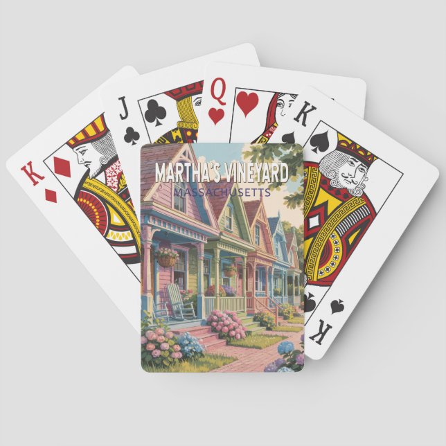 Jeu De Cartes Illustration Rétro de Martha's Vineyard Massachuse (dos)