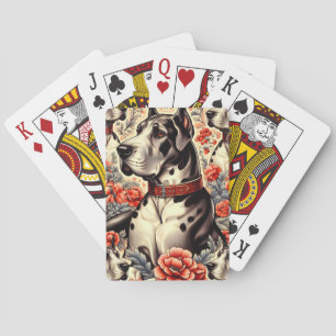 Jeu De Cartes Illustration Retro Great Dane