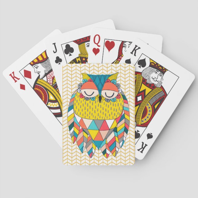 Jeu De Cartes Illustration Tribal Modern Owl Jouer des cartes (dos)