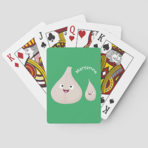 Jeu De Cartes Illustration végétale de caricature à l'ail mignon