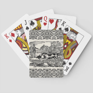 Jeu De Cartes Illustration victorienne d'art antique d'animal de