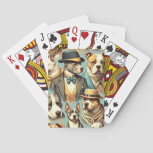 Jeu De Cartes Illustration vintage American Pit Bull Terrier