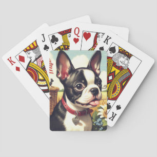 Jeu De Cartes Illustration vintage Boston Terrier