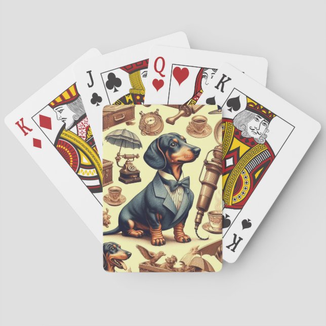 Jeu De Cartes Illustration vintage Dachshund (dos)