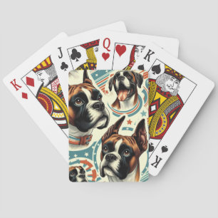 Jeu De Cartes Illustration vintage de chien de boxe sans soudure