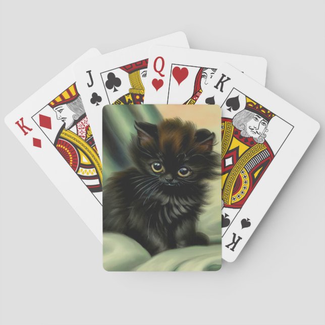 Jeu De Cartes Illustration vintage de Kitten noir (dos)