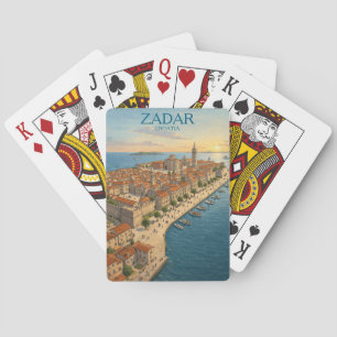 Jeu De Cartes Illustration vintage de Zadar Croatie Côte Adriati