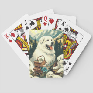 Jeu De Cartes Illustration vintage des chiens des Grands Pyrénée