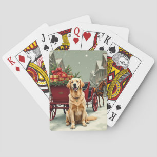 Jeu De Cartes Illustration vintage d'un Golden Retriever dans un