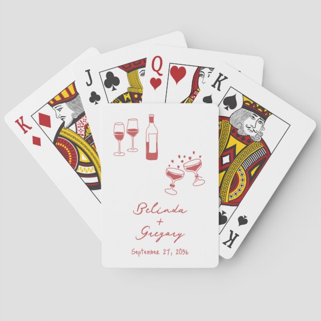 Jeu De Cartes Illustrations dessinées à la main Mariage Doodles  (dos)