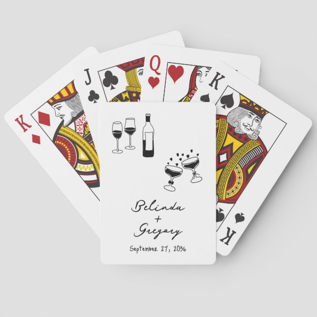 Jeu De Cartes Illustrations noir dessinées à la main Mariage (dos)