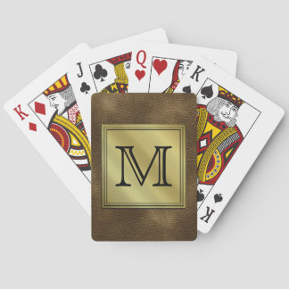 Jeu De Cartes Image Monogramme Personnalisée Imprimée. Brun.
