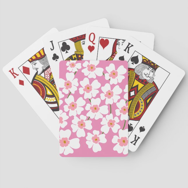 Jeu De Cartes Imaginaire blanc  Motif rose (dos)