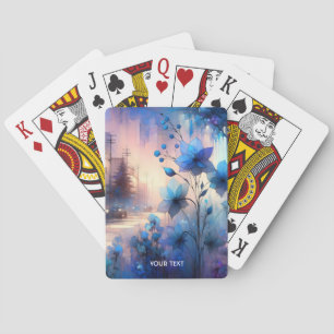 Jeu De Cartes Imaginaire Bleu mignon Fleurs Ville