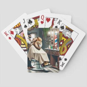 Jeu De Cartes Imaginaire Cute Barber Lion Coupe de cheveux