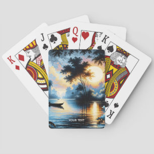 Jeu De Cartes Imaginaire Cute Boat Sunset Lake
