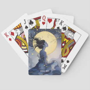 Jeu De Cartes Imaginaire Femme mignonne Arbres Lune