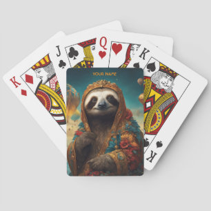 Jeu De Cartes Imaginaire Fleurs Vivides mignonnes Sloth Royal