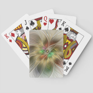 Jeu De Cartes Imaginaire Floral Avec Or Moderne Abstrait Fractal