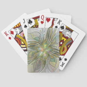 Jeu De Cartes Imaginaire Floral Fleur Art Fractal Moderne Avec O