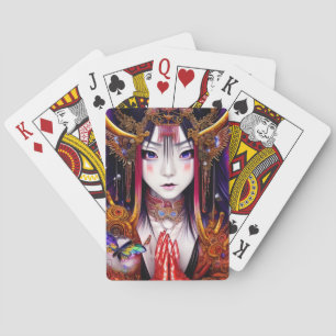 Jeu De Cartes Imaginaire gothique Japonaise fille avec de beaux