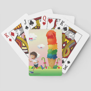 Jeu De Cartes Imaginaire Ice Cream Cone avec Happy Running Boy