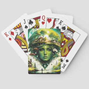 Jeu De Cartes Imaginaire Joli Visage Village Arbres
