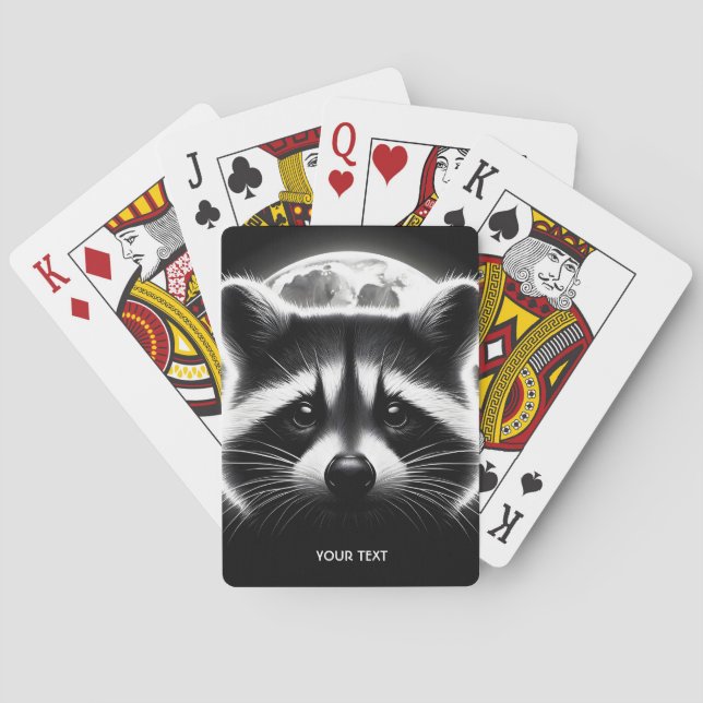 Jeu De Cartes Imaginaire mignon Racoon visage lune (dos)