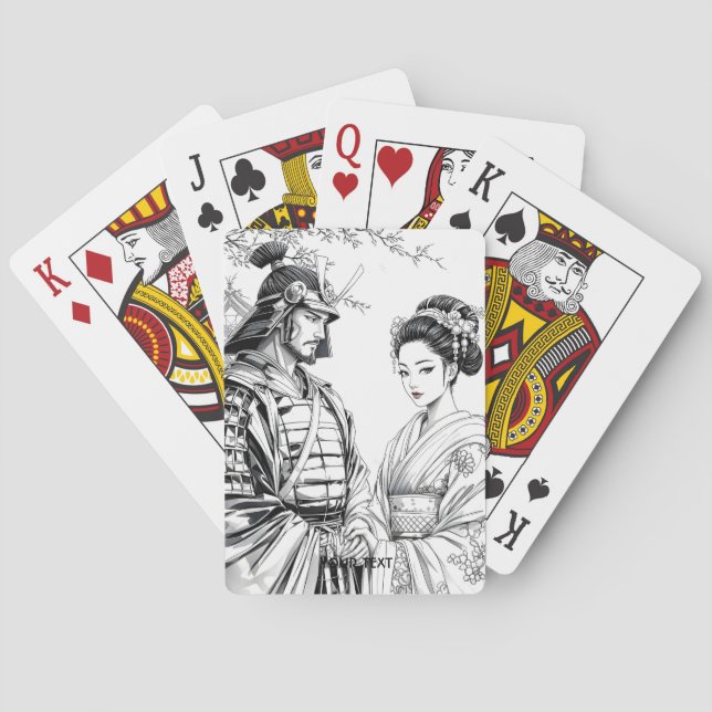 Jeu De Cartes Imaginaire mignon Samurai Geisha crayon (dos)