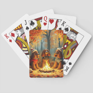 Jeu De Cartes Imaginaire mignon trois chiens d'automne