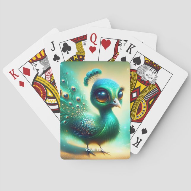 Jeu De Cartes Imaginaire vert mignon bébé paon (dos)