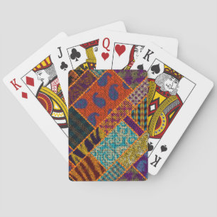 Jeu De Cartes Imitation patchwork indienne, toile vintage.