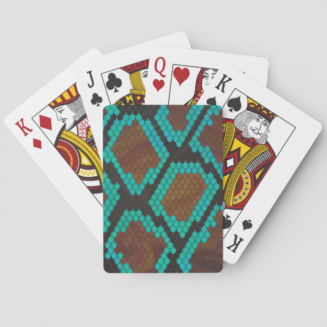 Jeu De Cartes Impression Brown et Turquoise de serpent (dos)