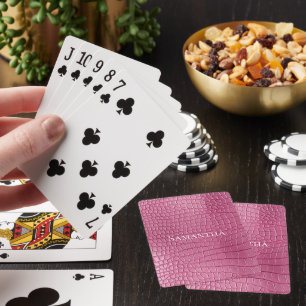 Jeu De Cartes Impression d'animal en faux alligator rose