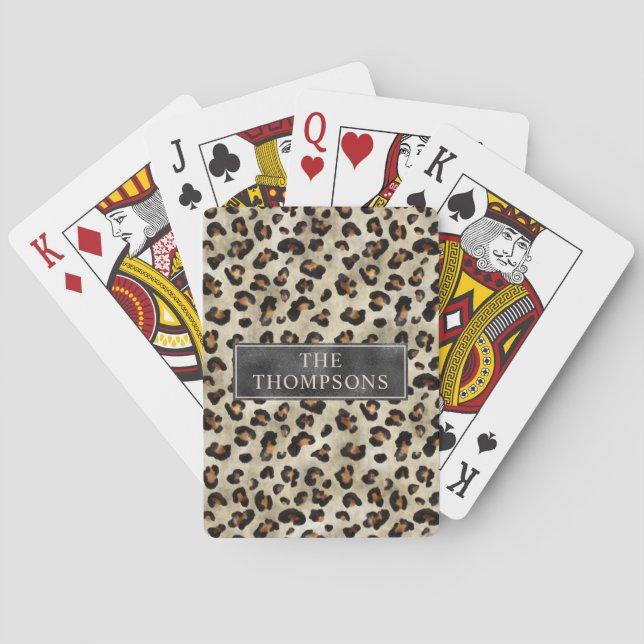 Jeu De Cartes Impression d'animal léopard avec fausse feuille no (dos)