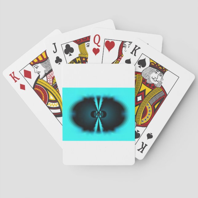 Jeu De Cartes Impression d'art abstrait cyan et noir (dos)