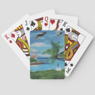 Jeu De Cartes Impression d'art de scène de plage tropicale