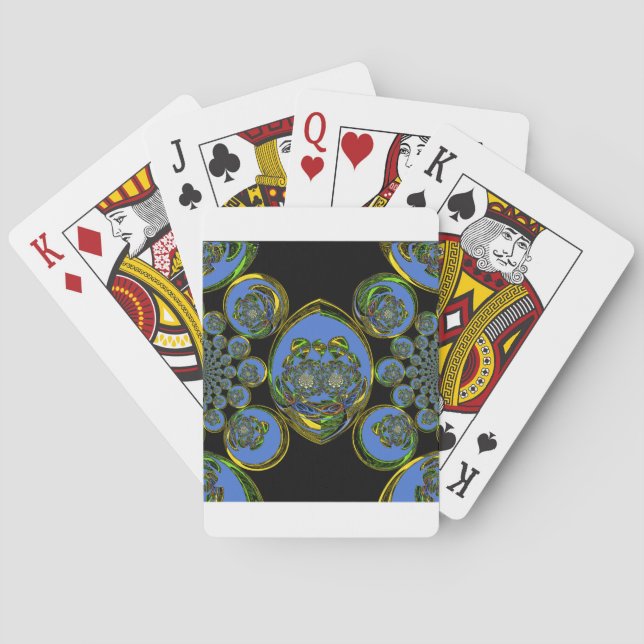 Jeu De Cartes Impression d'art en kaléidoscope bleu et jaune (dos)
