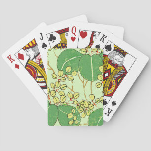 Jeu De Cartes Impression de bloc de bois de feuille verte botani
