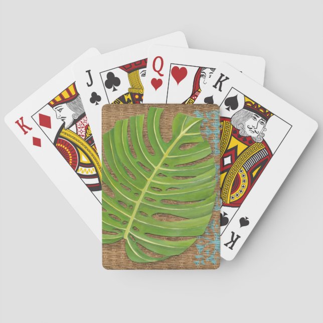 Jeu De Cartes Impression de bloc de palme sur fond de rotin (dos)
