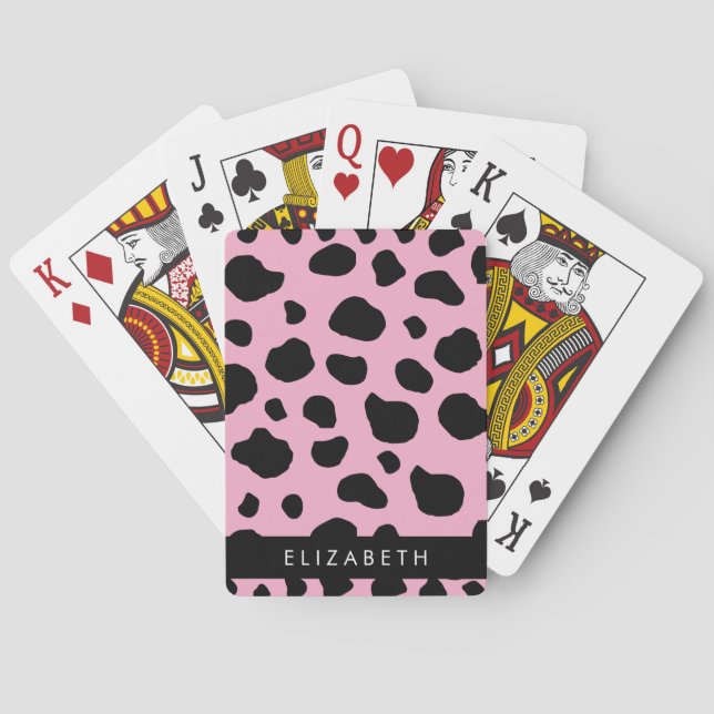 Jeu De Cartes Impression De Vache, Spots De Vache, Vache Rose, V (dos)