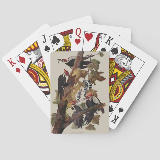 Jeu De Cartes Impression d'oiseau Pic à tête rouge de John James (dos)