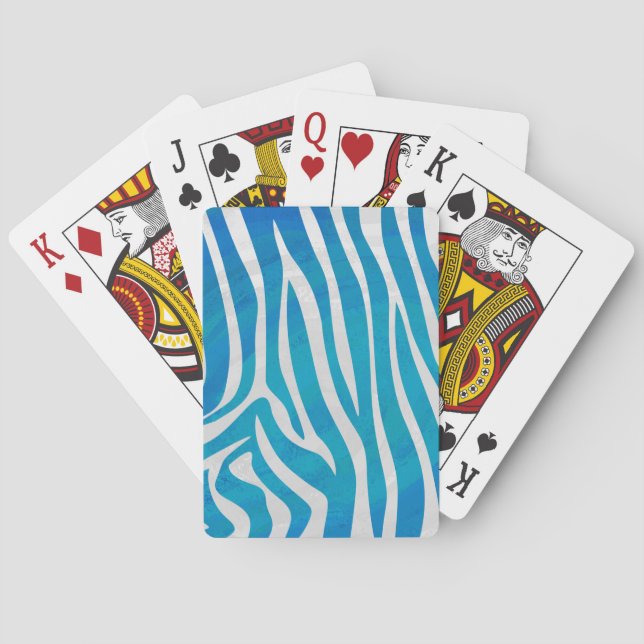 Jeu De Cartes Impression en bleu et blanc Zebra (dos)