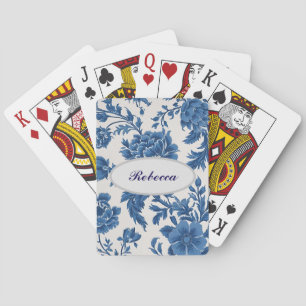 Jeu De Cartes Impression florale d'inspiration victorienne bleue
