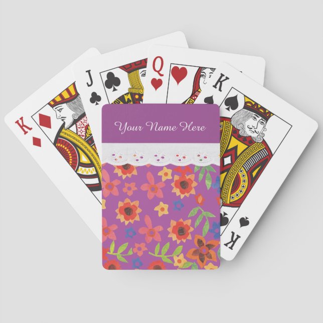 Jeu De Cartes Impression florale personnalisée sur les cartes de (dos)