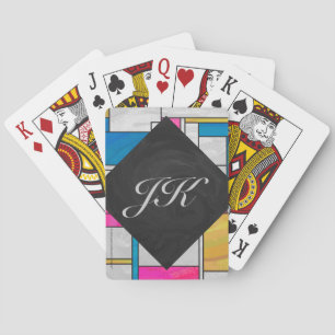 Jeu De Cartes Impression Mondrial jaune rose