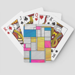 Jeu De Cartes Impression Mondrial jaune rose