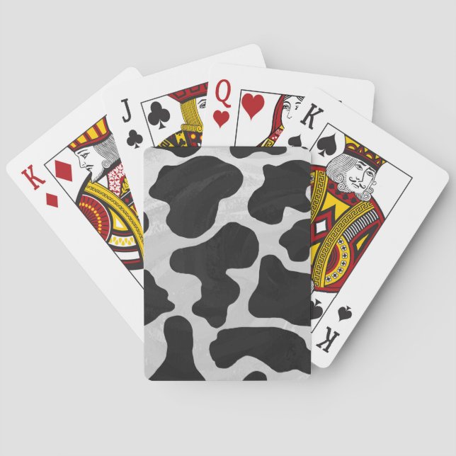 Jeu De Cartes Impression noire et blanche de vache (dos)