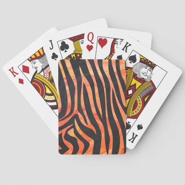 Jeu De Cartes Impression noire et orange Zebra (dos)
